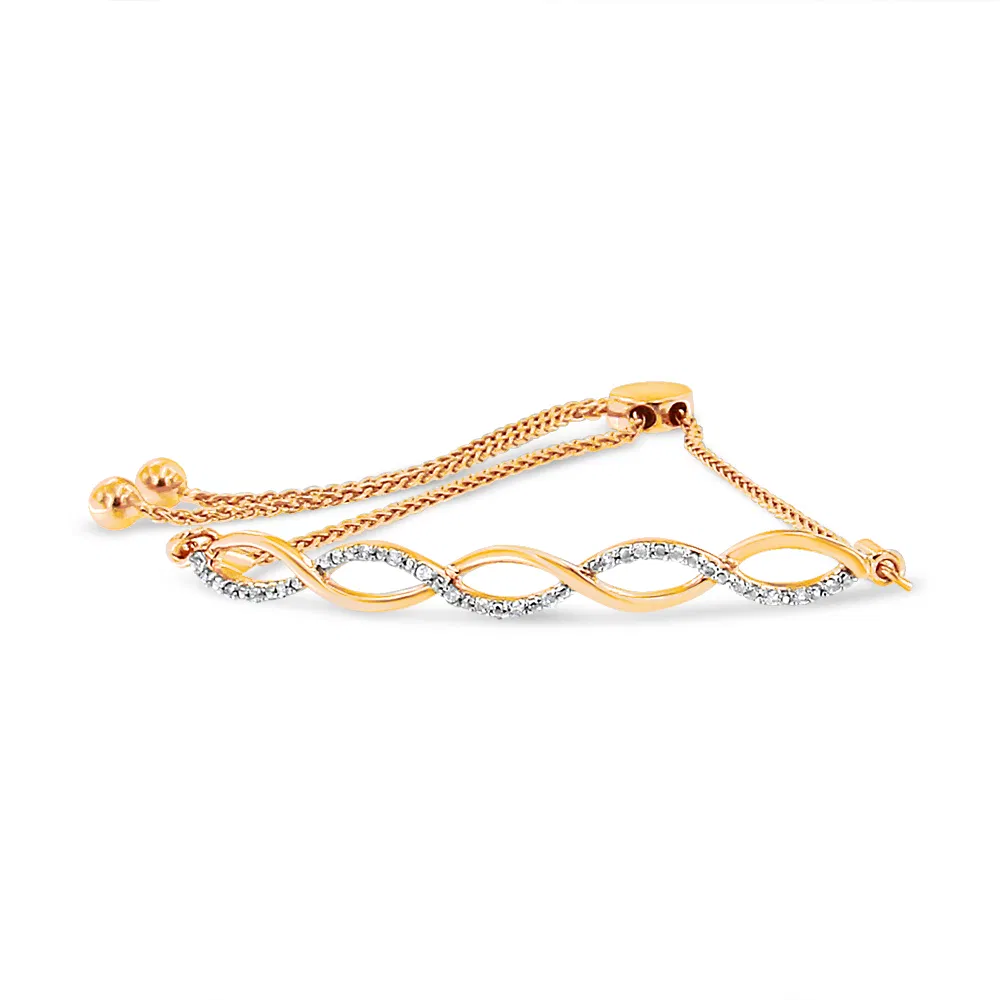 925 Sterling Silber Diamant Infinity Twist 4 '-10' Verstellbares Bolo Armband (I-J Farbe, I2 - I3 Klarheit)