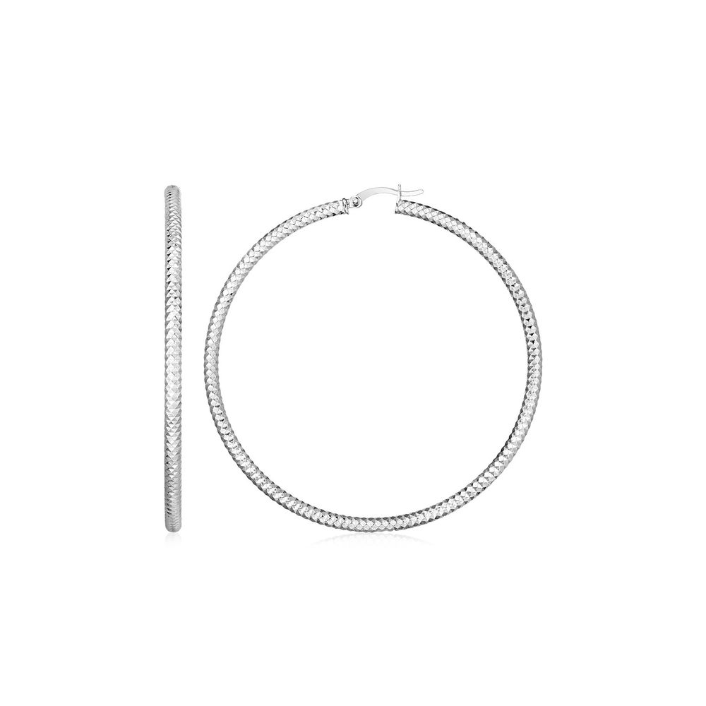 Sterling Silber Große Hoop Ohrringe mit Zopf Textur
