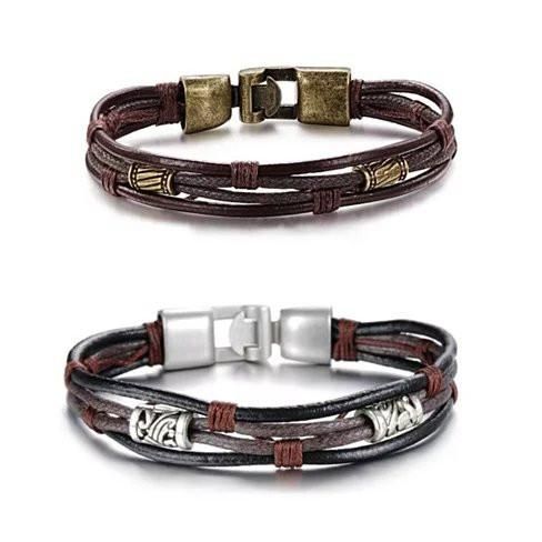 Gemini Twin Armbänder in echtem Leder und antikem Metall