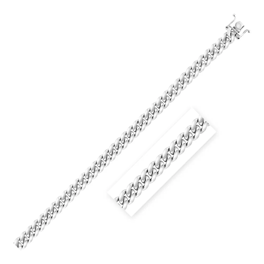 Sterling Silber Rhodium Plated Miami Kubanische Kette 7,0 mm