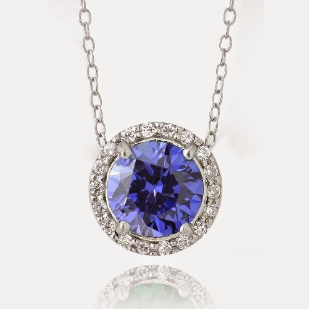 Sterling Silber 2,25ct Tanzanit & Clear CZ Round Slide Kette