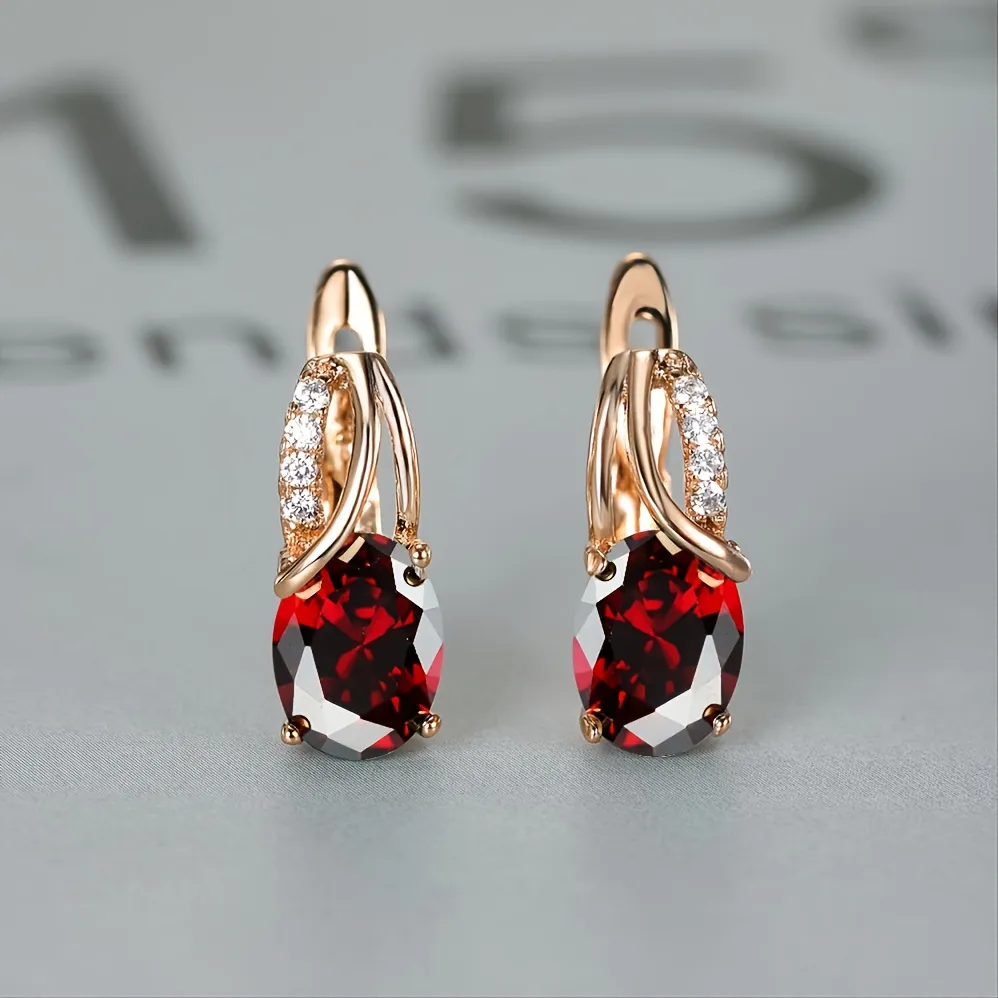 Einfache Mode Oval Cut Marmor Marmor Zirkon Ohrringe Vintage Zirkon Ohrringe Brautjungfer Hochzeit Schmuck Geschenk