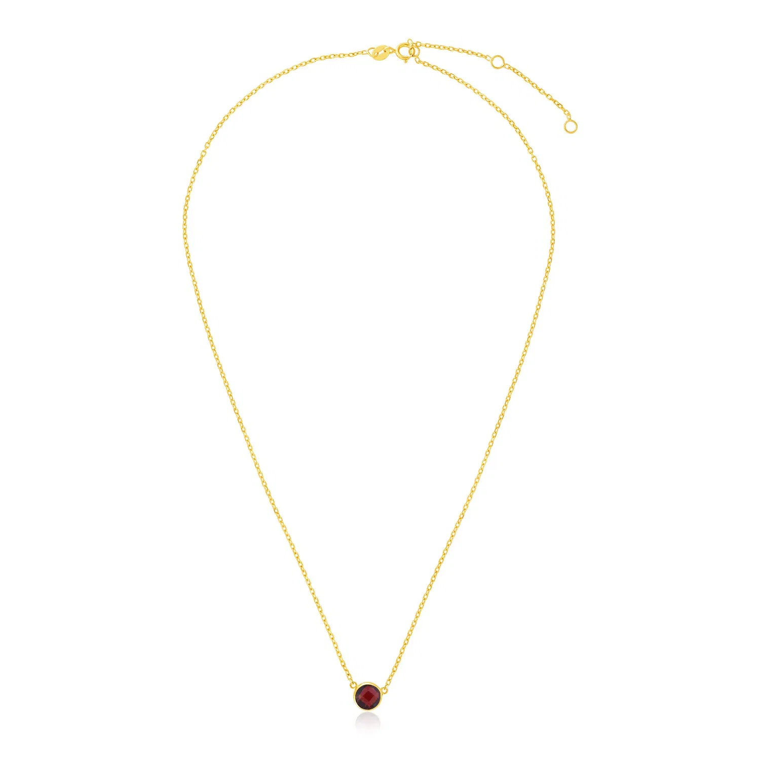 14 Karat Gelbgold 17 Zoll Halskette mit rundem Granat