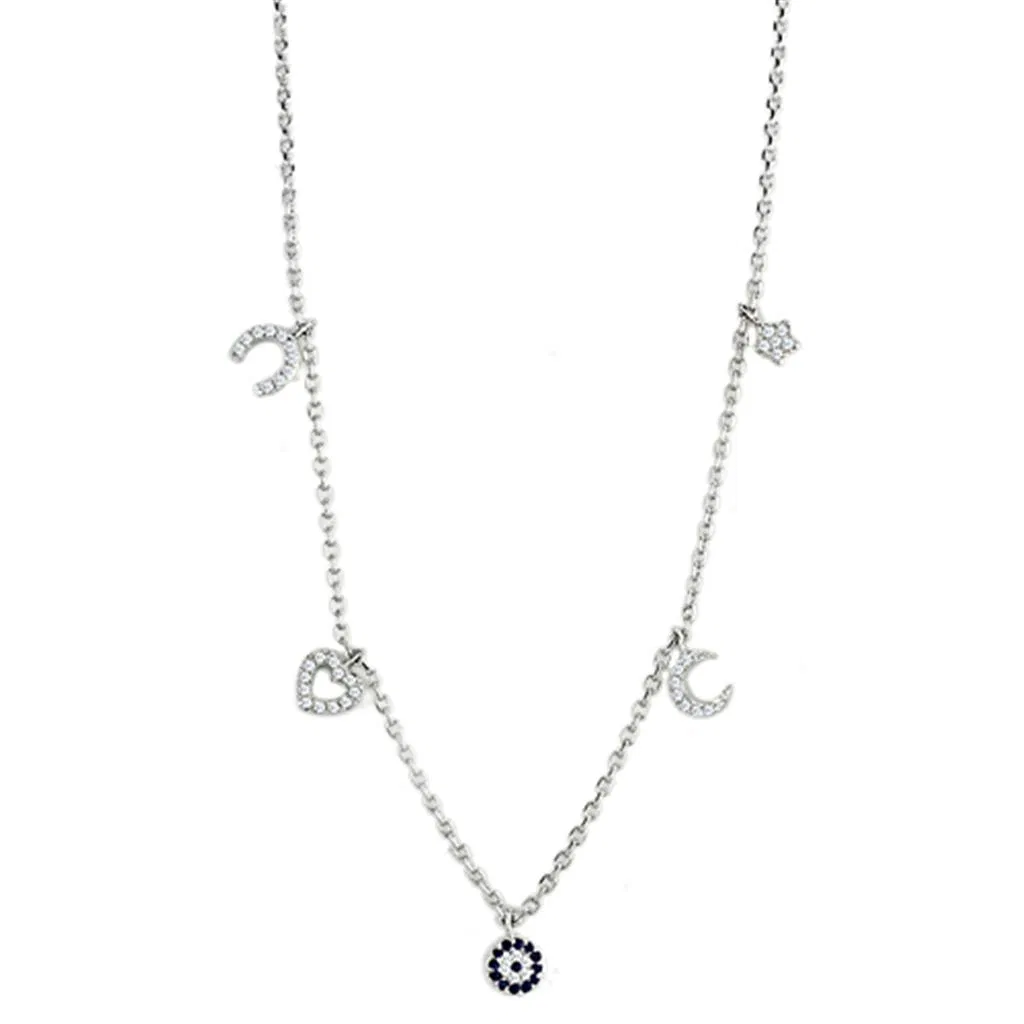 3W439 - Rhodium-Messing - Halskette mit AAA-Klasse CZ in Montana