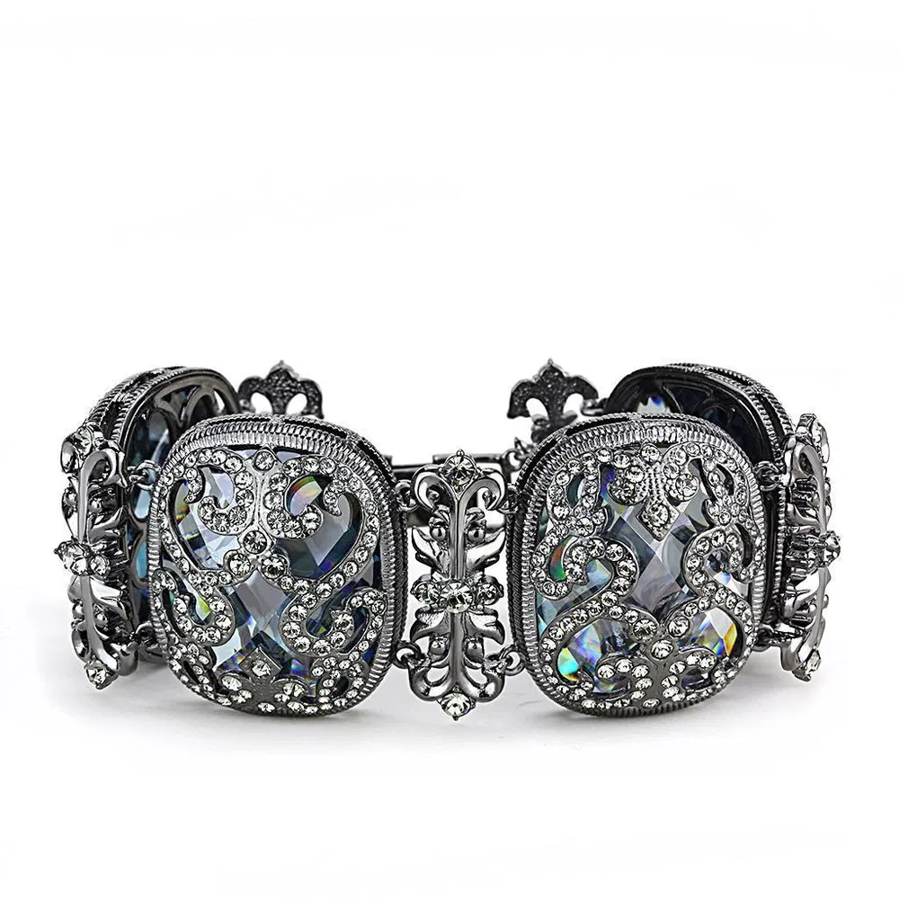LO4225 - TIN Cobalt Schwarz Brass Armband mit AAA-Klasse CZ in Clear