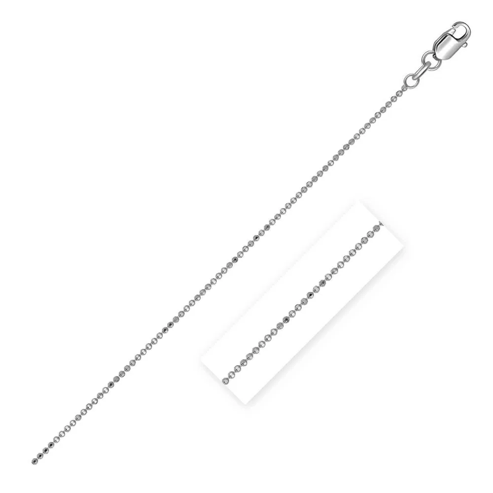 14 Karat Weißgold Diamant Cut Bead Kette 1,0 mm