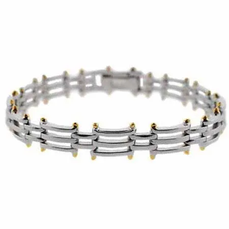 Sterling Silber Zwei Tone Bar Link Armband