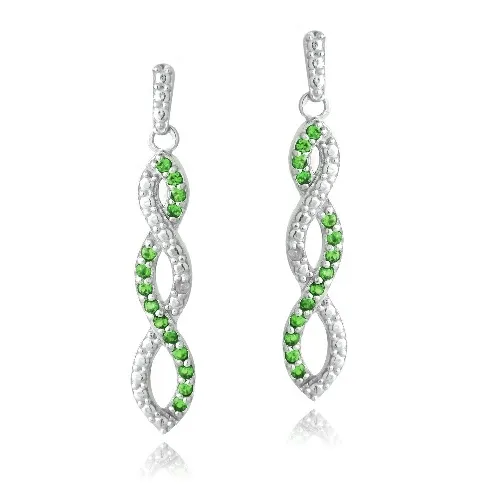 Sterling Silber 4 / 5ct geschaffen Smaragd & Diamant Akzent Triple Infinity Dangle Ohrringe