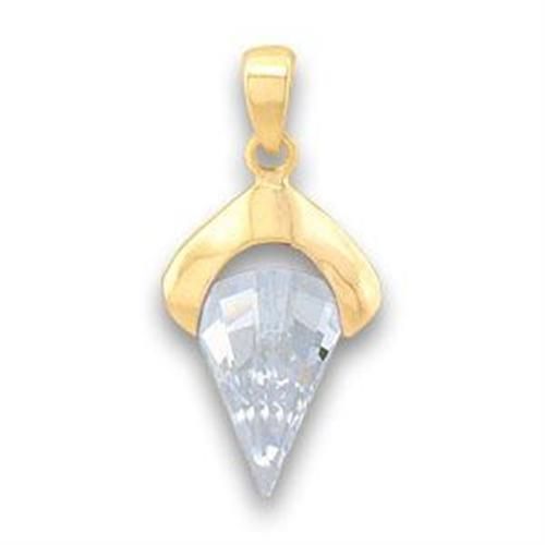 LOA632 - Gold-Messing - Anhänger mit AAA-Klasse CZ in Clear