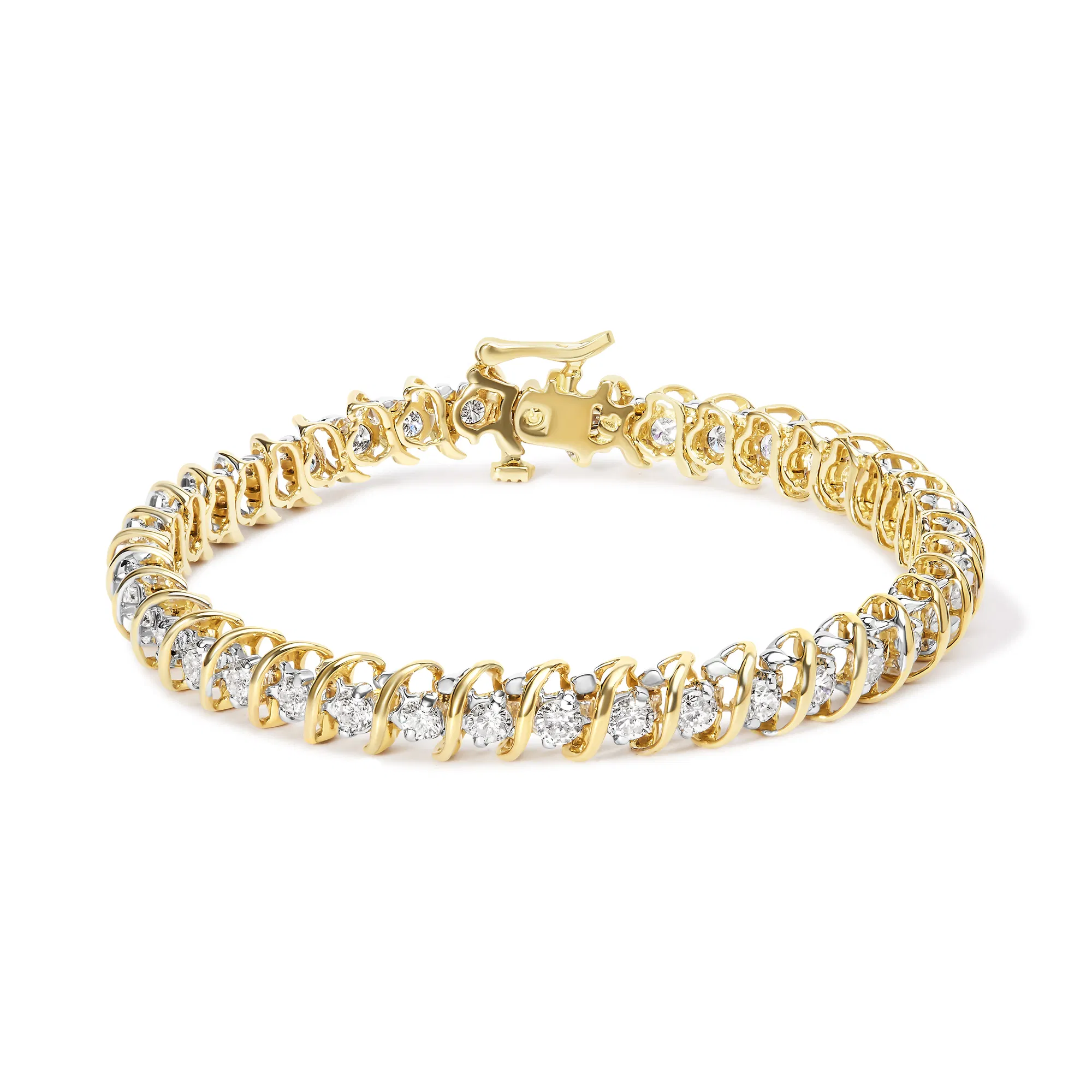 18K Gelbgold 4.0 Cttw Round-Cut Diamond S-Link 7
