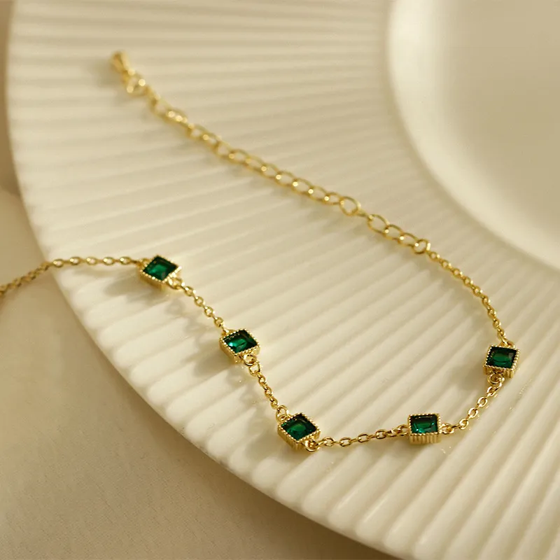 Modes All-Match Elegantes Neues Exquisites Smaragd Zircon Armband
