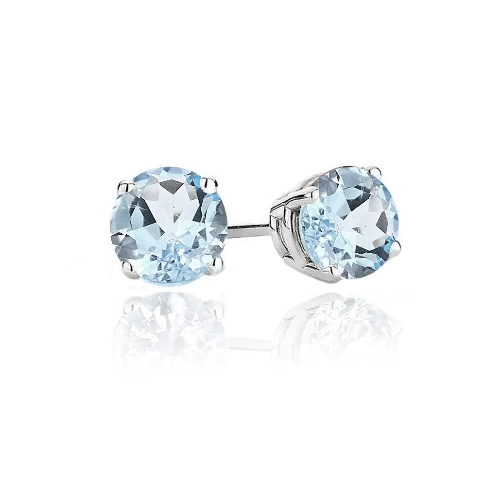 Sterling Silber 1.2ct Blau Topaz Round Stud Ohrringe, 5mm