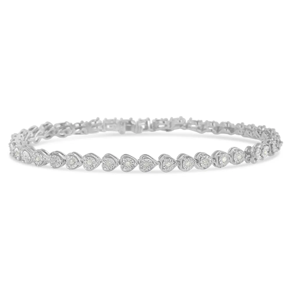Sterling Silber Diamant Herz Tennis Link Armband (1 / 4 cttw, I-J Farbe, I3 Klarheit)
