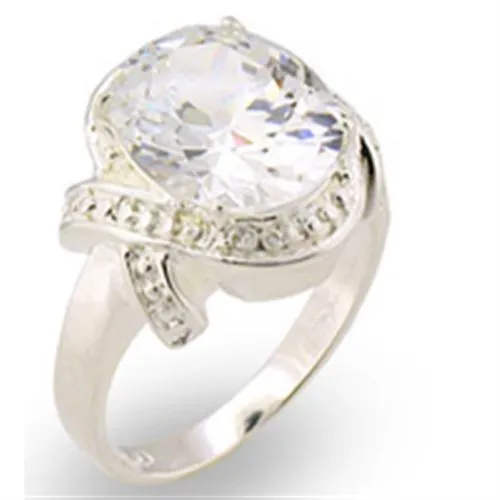 30306 - Hochpolierter 925 Sterling Silberring mit AAA-Klasse CZ in Clear