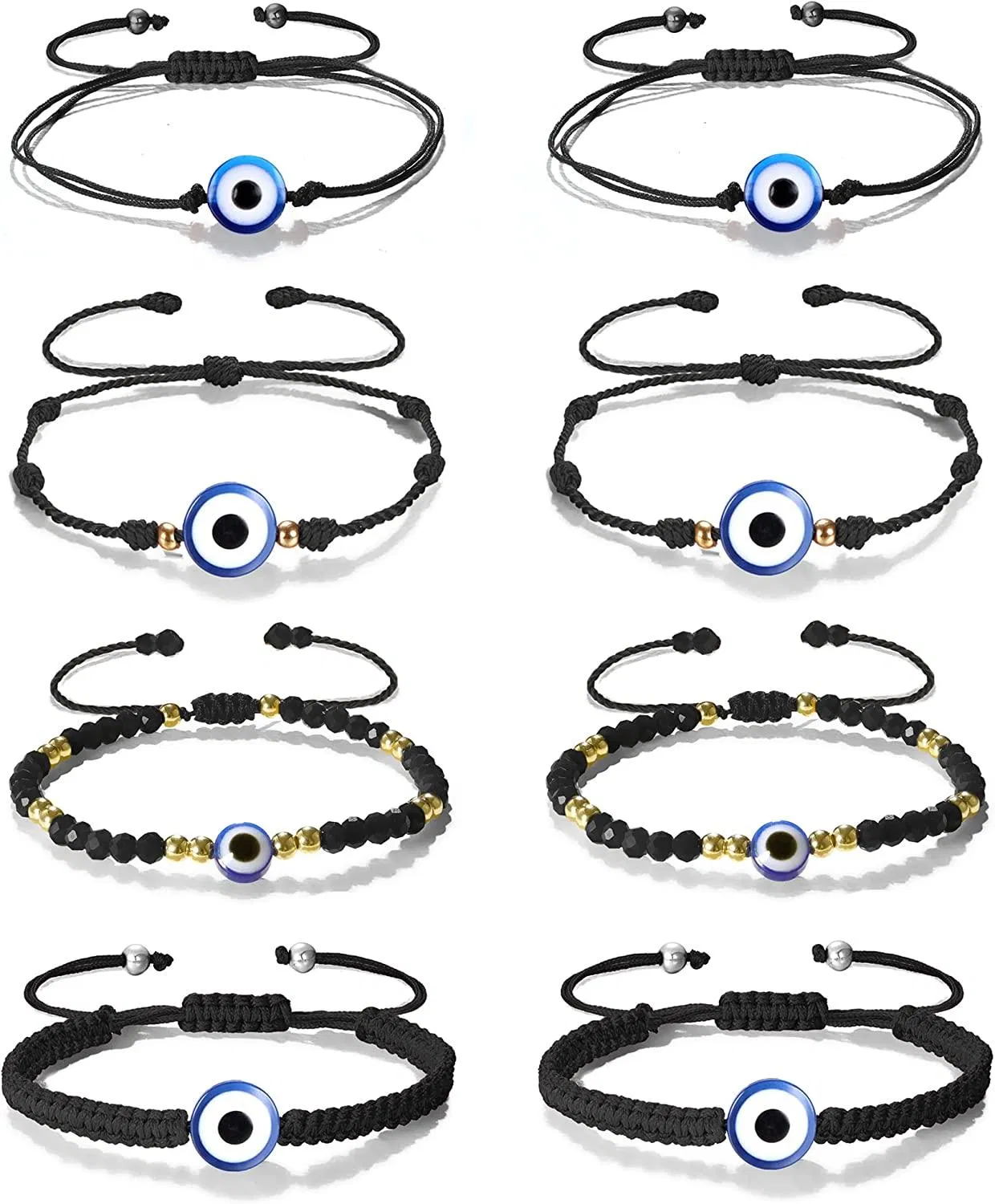 8 Pcs Evil Eye Armbänder für Frauen Männer 7 Knoten Lucky Armband zum Schutz Kabbala Handgemachte rote Saite Amulett Nazar Armband verstellbar