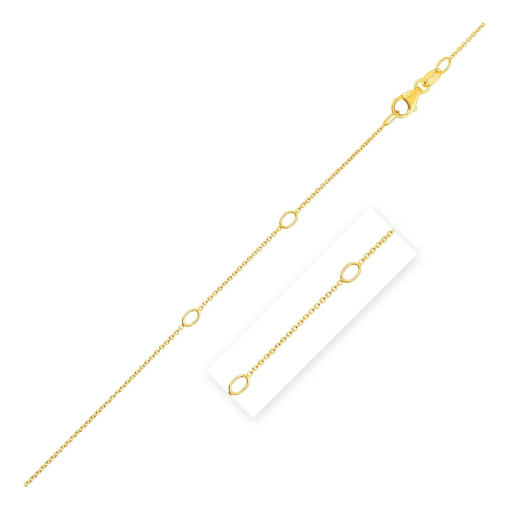 Einstellbare Kabelkette in 14 Karat Gelbgold (1.0 mm)