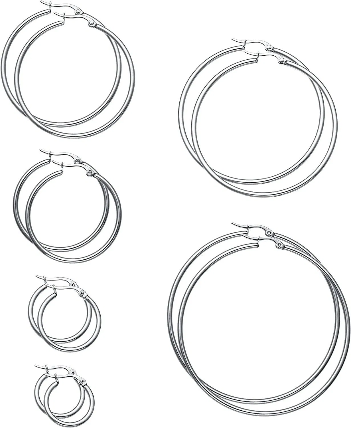 6 Paare Edelschleife Ohrringe für Männer Frauen Ohrringe Set 15 - 60mm