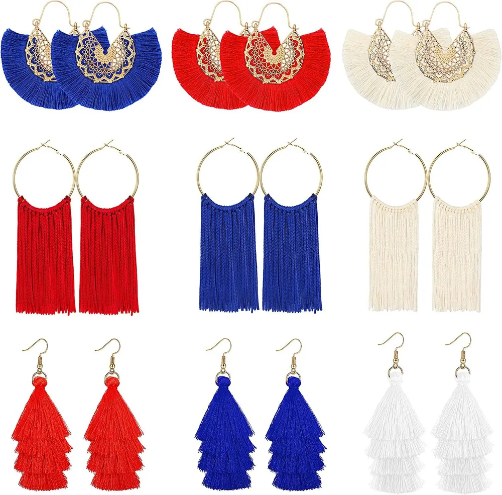 Lange Tassel Ohrring für Frauen Mode Bohemian Hoop Ohrring Tassel Fringed Dangle Ohrring Valentine Geburtstagsfeier Geschenk