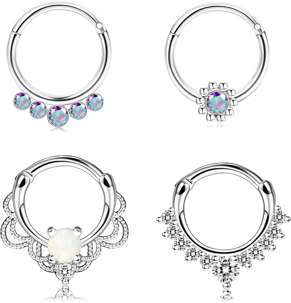 8pcs Septum Clicker Ring Rostlos CZ Knorpel Ohrringe