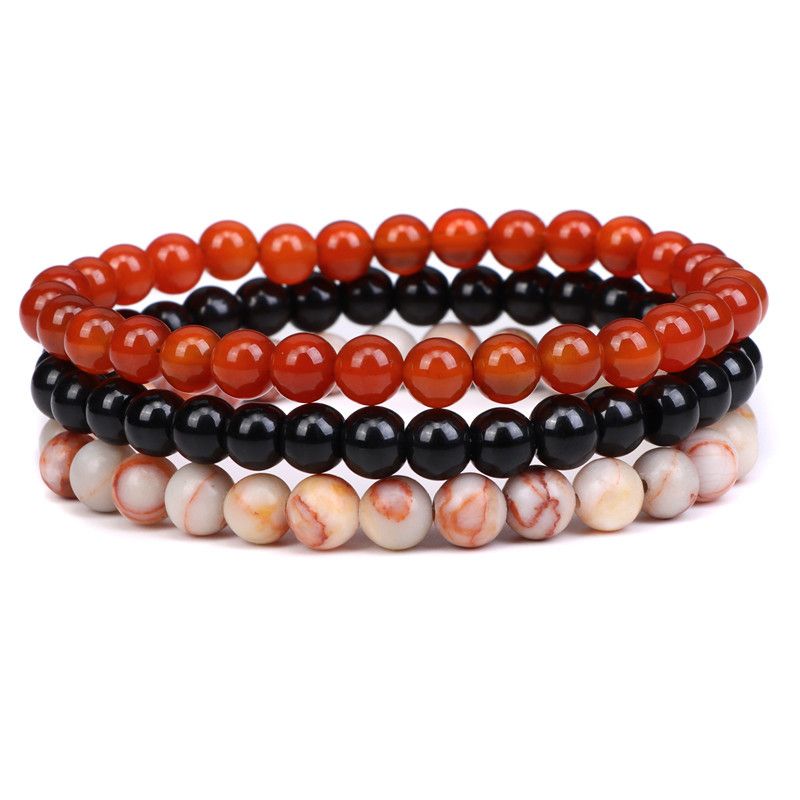 Natürliche Agate Stein Kombination Set Elastisches Armband