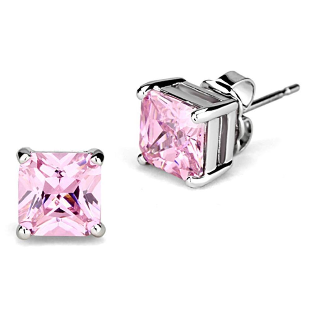 3W531 - Rhodium-Messing - Ohrringe mit AAA-Klasse CZ in Rose