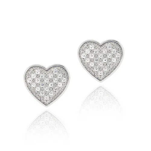 Sterling Silber CZ Micro Pave Herz Ohrringe