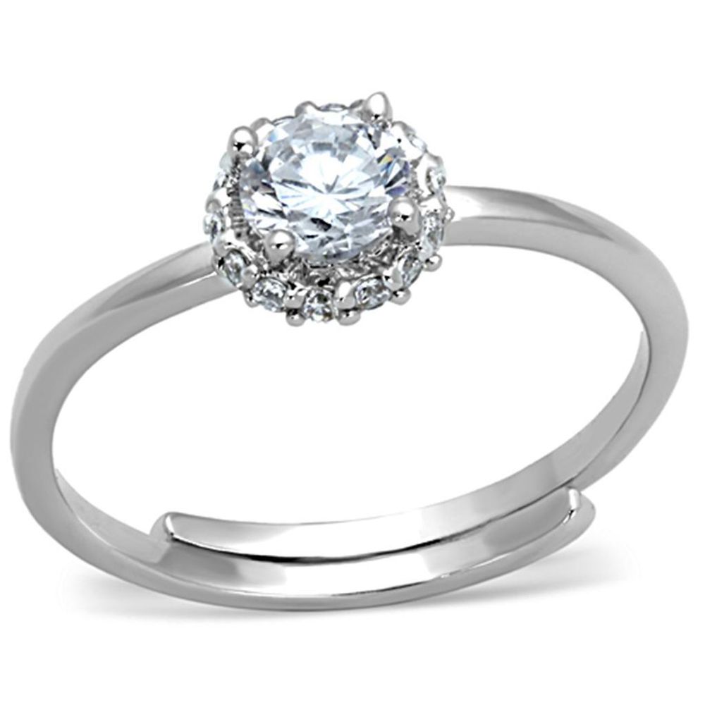 3W795 - Rhodium-Messing - Ring mit AAA-Klasse CZ in Clear