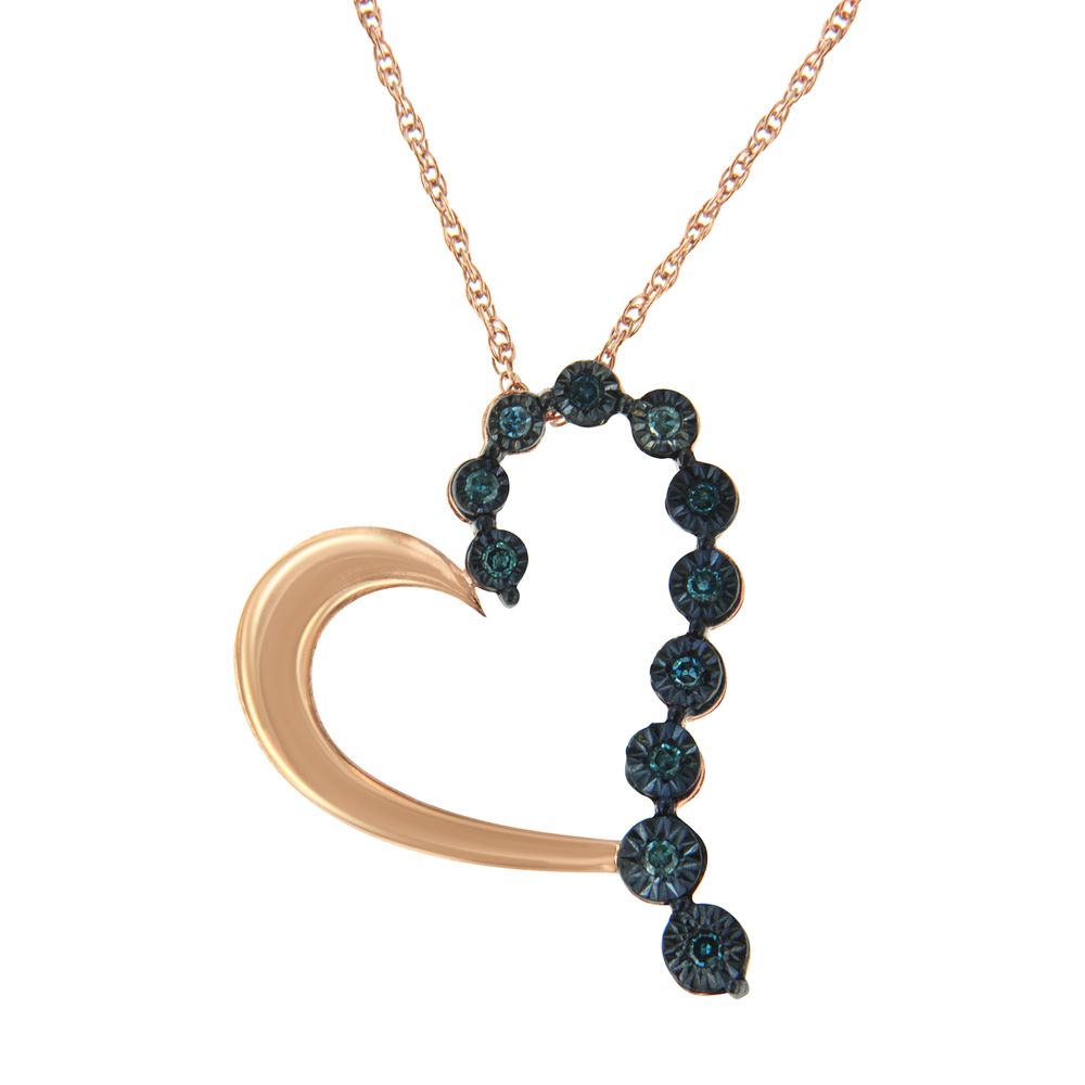10 Karat Rosengold über .925 Sterling Silber 1 / 10 Cttw Diamant Miracle-Set Open Heart 18