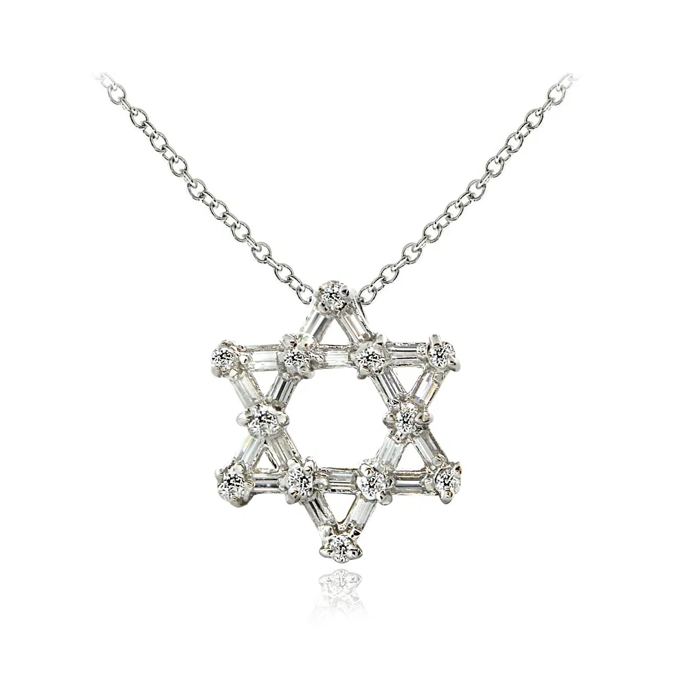 Silber ~ Star of David ~ Diamant Cubic Zirkonia Slide Pendant