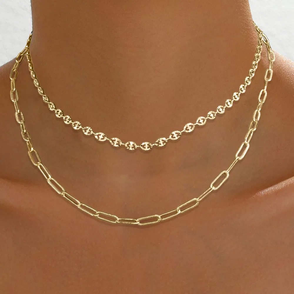Chunky Gold Halskette für Frauen Schichtgold Kubanische Link Kette Choker Halskette Gold Dicke Aussage Choker Halskette Papierklift Kette Umschalten Bar Schließband Halskette Weihnachten Strümpfe Stuffers Schmuck Geschenke