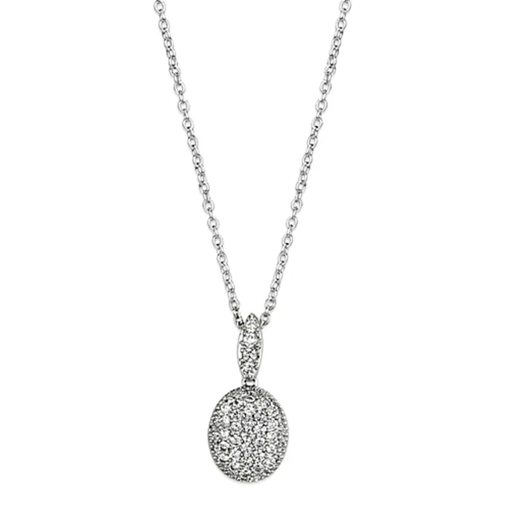 3W432 - Rhodium-Messing - Halskette mit AAA-Klasse CZ in Clear