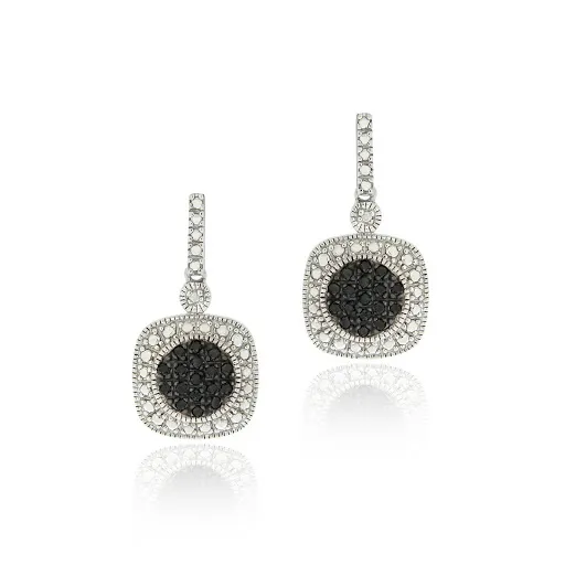 Sterling Silber 2 / 5ct TDW schwarze Diamant Dangle Ohrringe