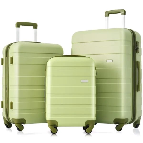 Gepäckset Neues Modell erweiterbarer ABS Hardshell 3pcs Clearance Gepäck Hardside Leichtbau Langlebiger Kofferset Spinner Wheels Koffer mit TSA Lock 20''24''28'' (Hell Grün)