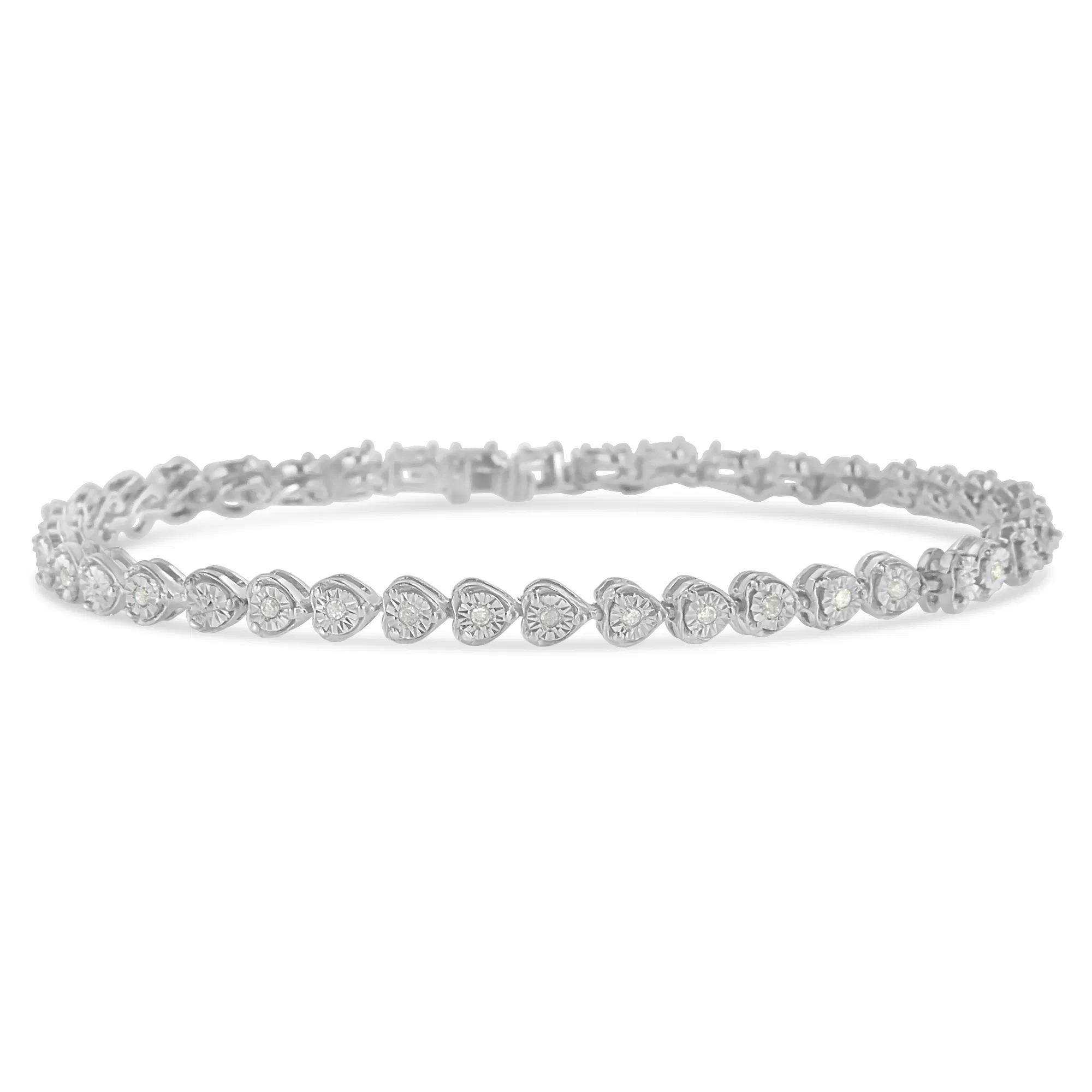 Sterling Silber Diamant Herz Tennis Link Armband (1 / 4 cttw, I-J Farbe, I3 Klarheit)