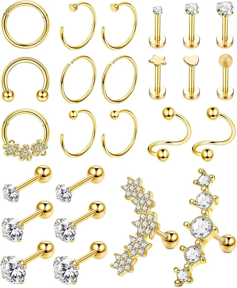Knorpel Ohrringe Hoop Studs für Frauen 316L Edelstahl vorwärts Helix Ohrringe Hoop Rook Conch Tragus Daith Ohrringe Lippenringe Labret Studs Medusa Monroe Piercing für Frauen