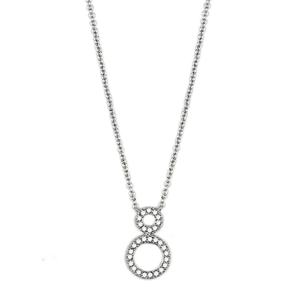 3W421 - Rhodium-Messing - Halskette mit AAA-Klasse CZ in Clear