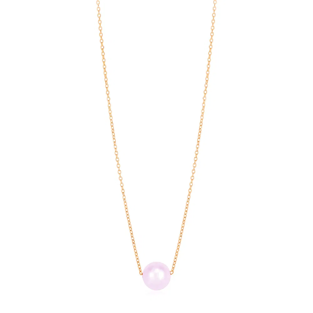 14 Karat Rose Gold Perle Solitaire Halskette