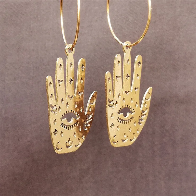Mode-Persönlichkeit neue Palmistry goldenen Ohrringe