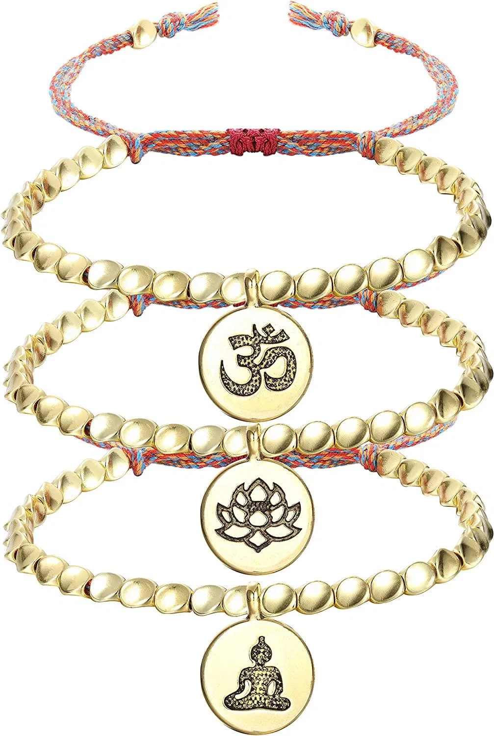 Tibetische Kupferperlen Armbänder für Männer Frauen Handgefertigtes geflochtes Buddhistisches Armband Set Glückseil Armband zum Schutz