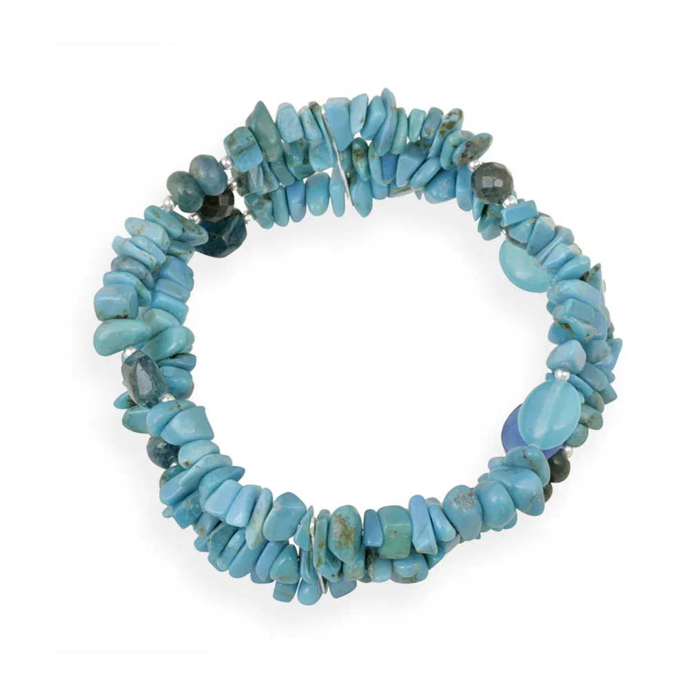 Sterling Silber Türkis, Agate, Apatit Multi Strand Mode Armband
