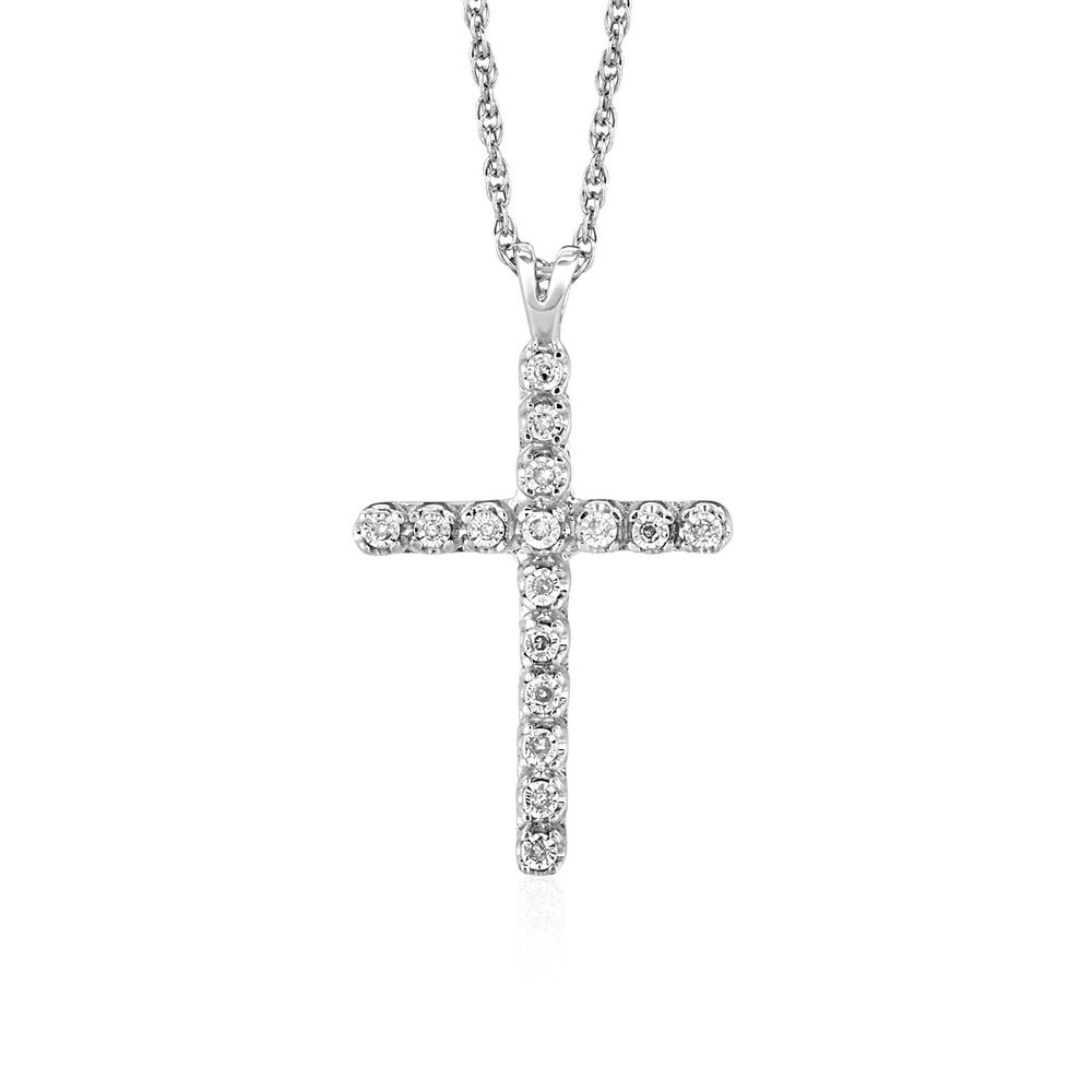Kreuz Anhänger mit Diamanten in Sterling Silber