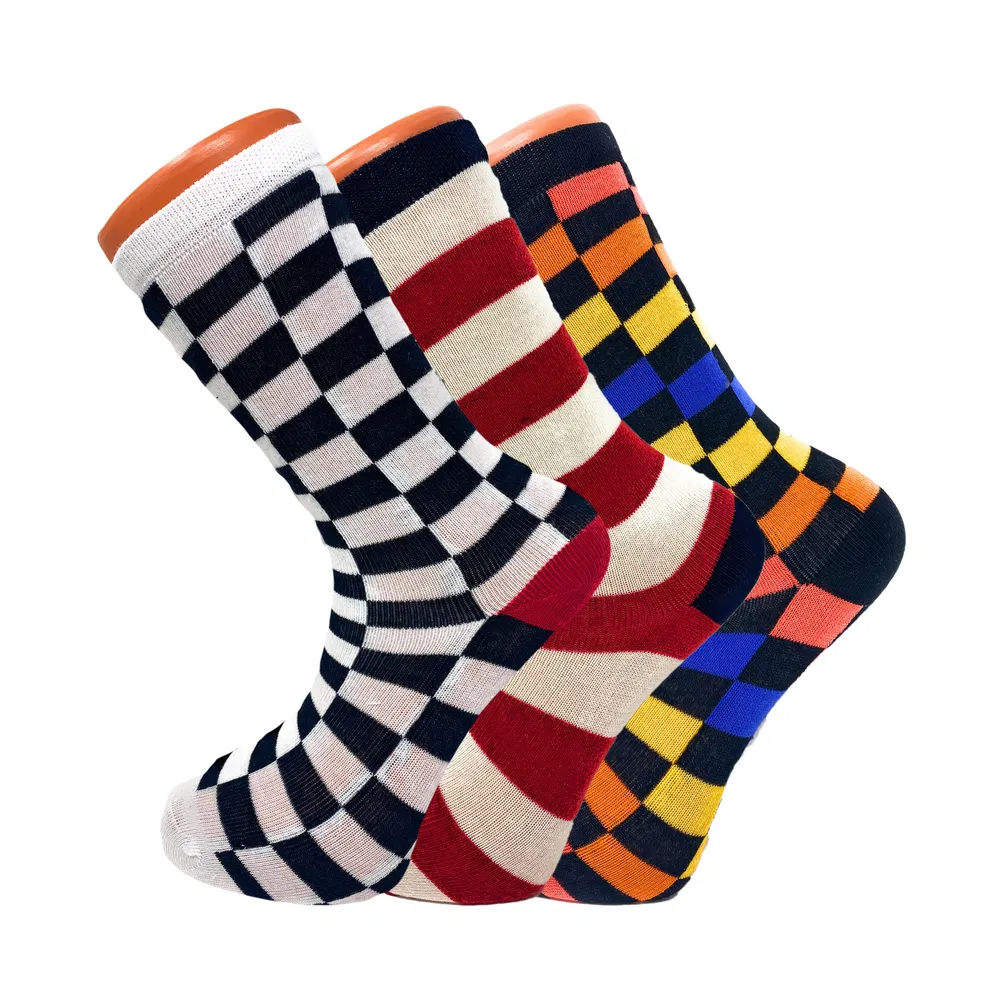 Farbenfrohe lustige Socken Novelty Crazy Cotton Crew Dress Socken 3 Paare