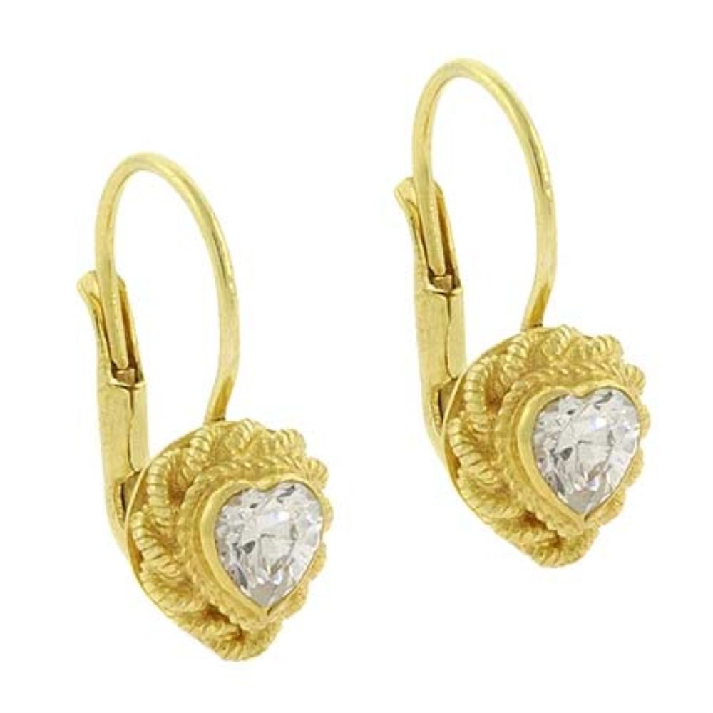 18 Karat Gold über Sterling Silber CZ Twist Heart Leverback Ohrringe