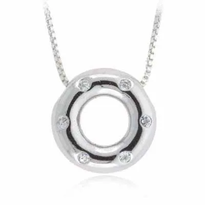 Sterling Silber simuliert Diamant CZ Confetti Kreis Anhänger