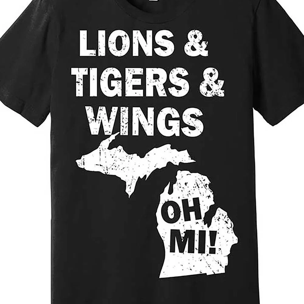 Lion Tiger Wings Oh MI Retro Premium T-Shirt Fun Men Short Sleeve Pattern T-Shirt Serie
