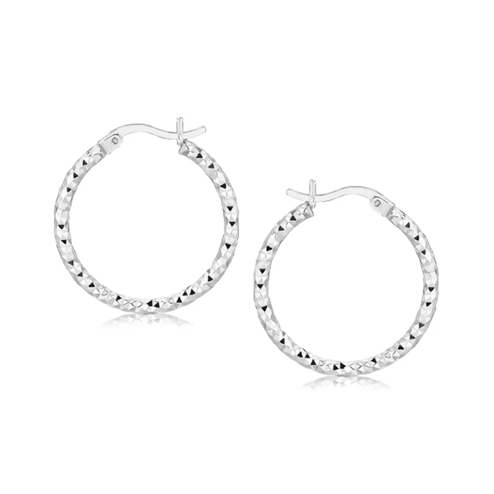 Sterling Silber Rhodium Plated Weave Like Hoop Style Ohrringe (2x20mm)