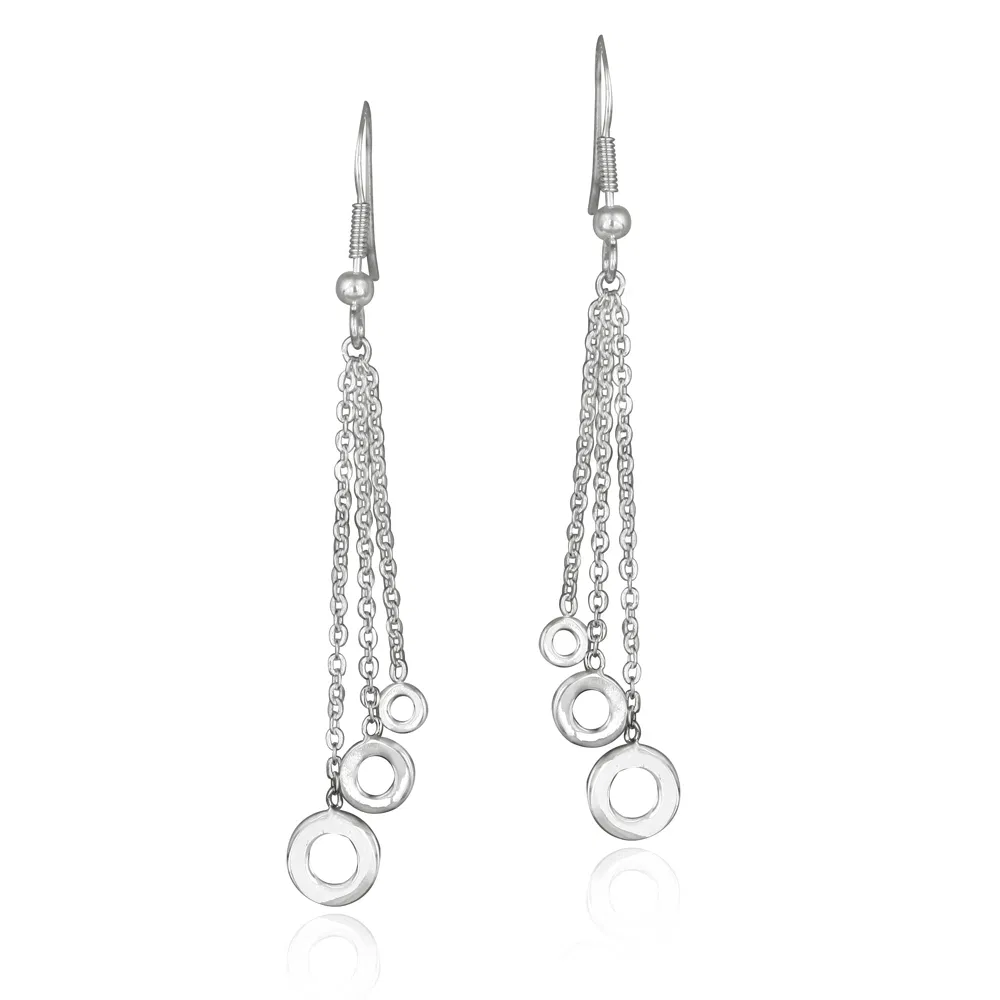 Sterling Silber hängende Kette hoop Ohrringe