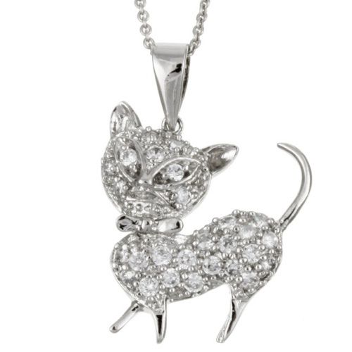 Sterling Silber Cubic Zirkonia Katze Anhänger