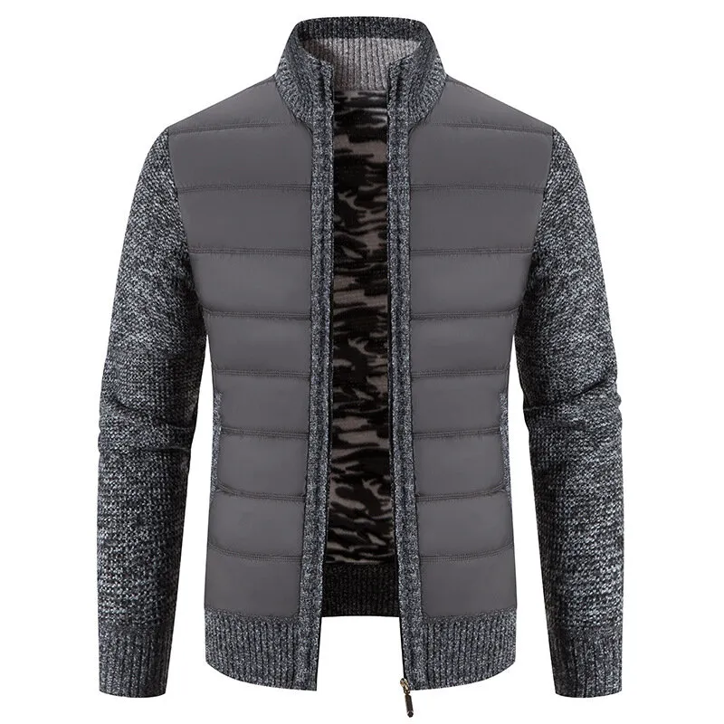 Männer Fleece Knitted Sweater Cardigan Stand Coat