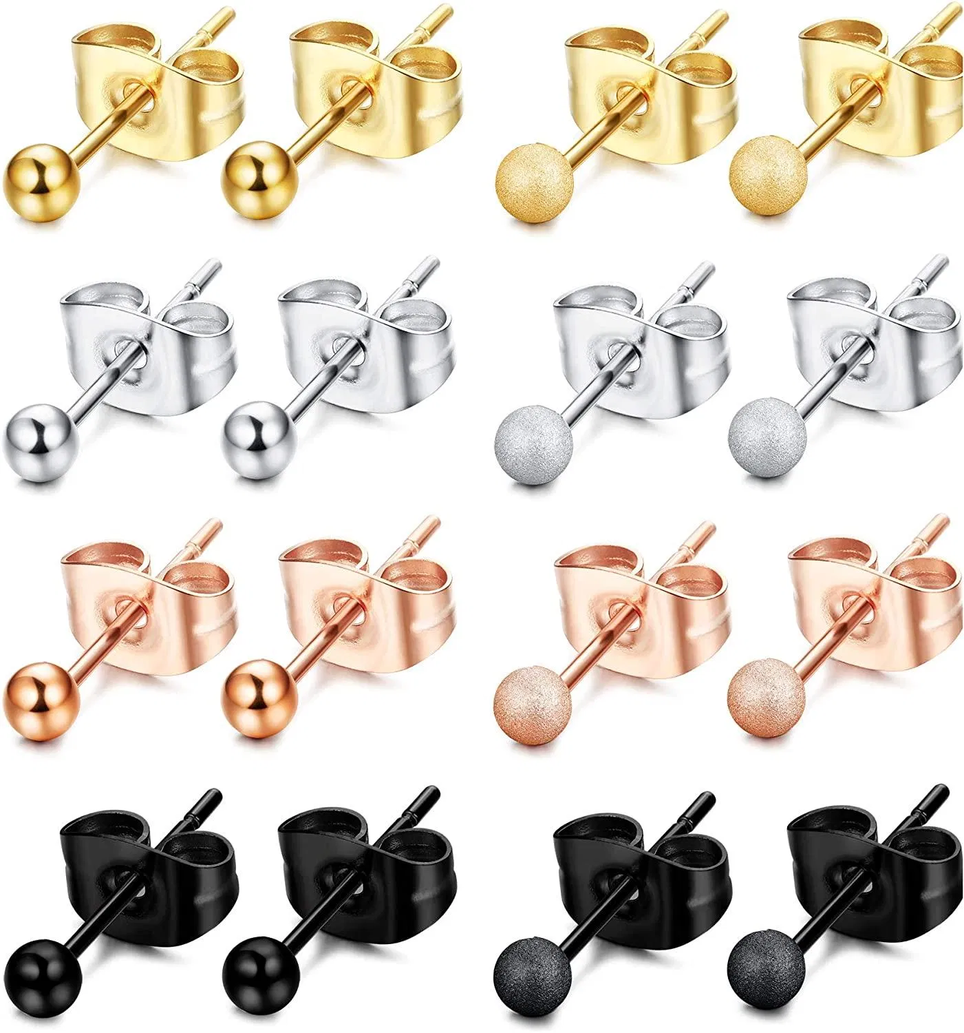 8 Paare Stud Ball Ohrringe 316L Chirurgische Edelstahl Round Ball Ohrringe Set für Frauen Mens